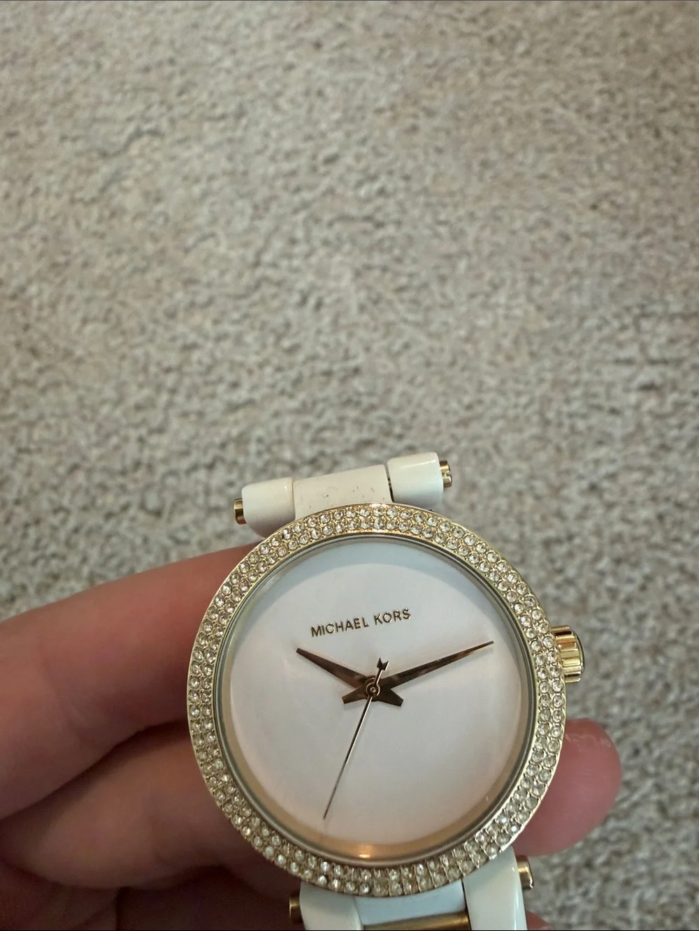 Michael Kors White and Gold Crystal Accent Women's Watch